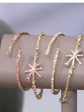 Heidi Daus "Fire Flower" Crystal Bracelet Set Rose Color NWT